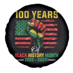 100 Years Of Black History Month Spare Tire Cover Hand Fist African American Milestone American Flag TS11 Print Your Wear