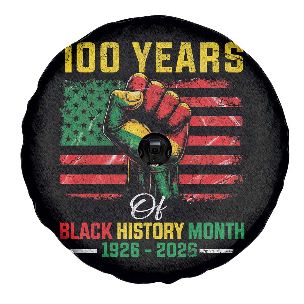 100 Years Of Black History Month Spare Tire Cover Hand Fist African American Milestone American Flag TS11 Print Your Wear