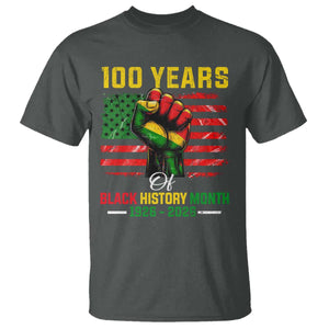 100 Years Of Black History Month T Shirt Hand Fist African American Milestone American Flag TS11 Dark Heather Print Your Wear