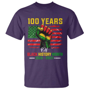 100 Years Of Black History Month T Shirt Hand Fist African American Milestone American Flag TS11 Purple Print Your Wear