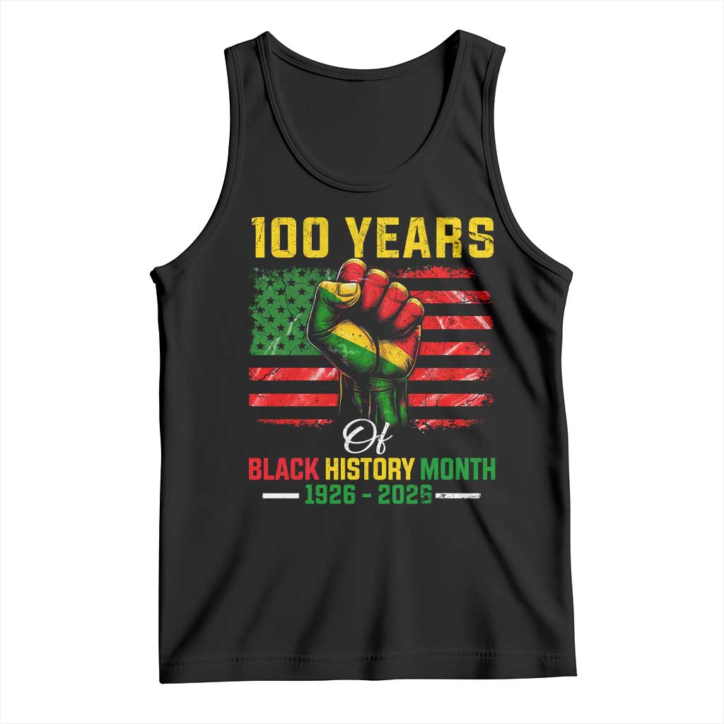 100 Years Of Black History Month Tank Top Hand Fist African American Milestone American Flag TS11 Black Print Your Wear