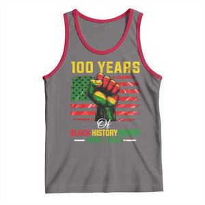 100 Years Of Black History Month Tank Top Hand Fist African American Milestone American Flag TS11 Deep Heather Red Print Your Wear