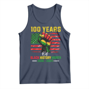 100 Years Of Black History Month Tank Top Hand Fist African American Milestone American Flag TS11 Navy Print Your Wear