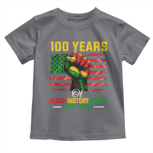 100 Years Of Black History Month Toddler T Shirt Hand Fist African American Milestone American Flag TS11 Charcoal Print Your Wear
