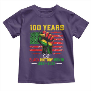 100 Years Of Black History Month Toddler T Shirt Hand Fist African American Milestone American Flag TS11 Purple Print Your Wear