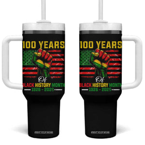 100 Years Of Black History Month Tumbler With Handle Hand Fist African American Milestone American Flag TS11 One Size: 40 oz Black Print Your Wear