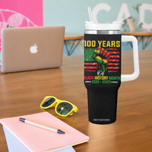 100 Years Of Black History Month Tumbler With Handle Hand Fist African American Milestone American Flag TS11 Print Your Wear