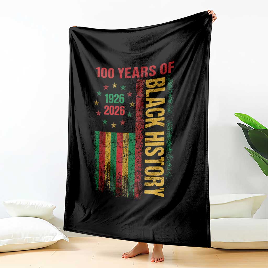 100 Years Of Black History Throw Blanket Centennial Milestone Vintage African American Flag TS11 Print Your Wear