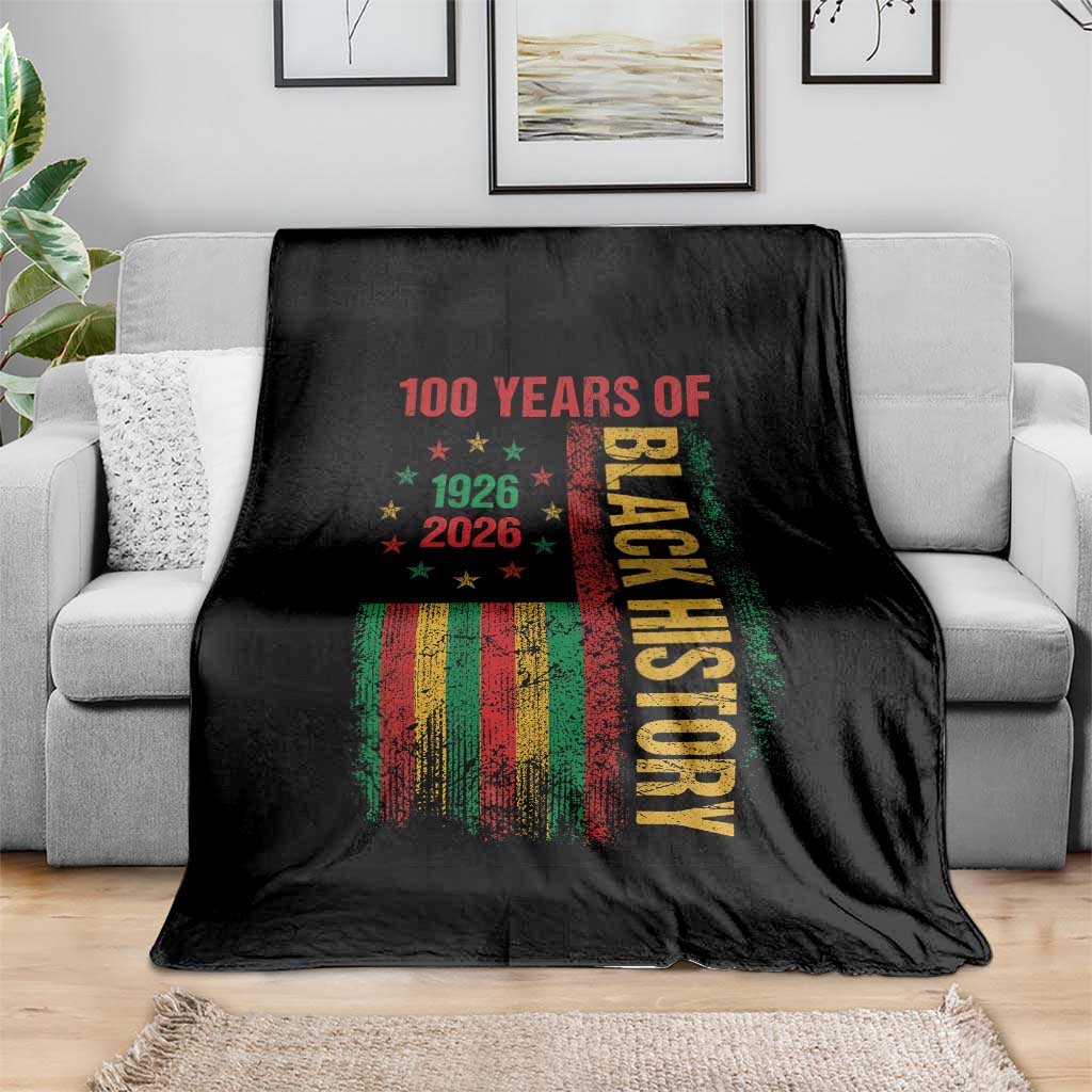 100 Years Of Black History Throw Blanket Centennial Milestone Vintage African American Flag TS11 Print Your Wear