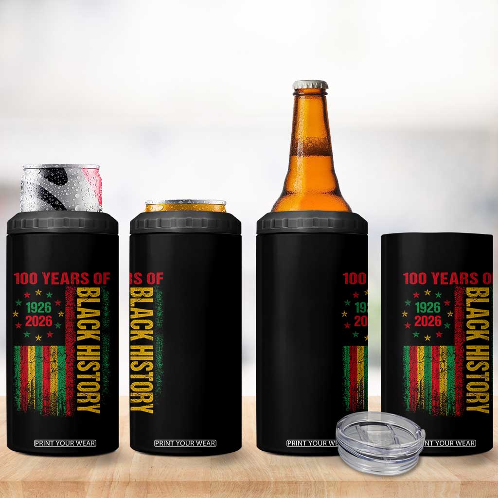 100 Years Of Black History 4 in 1 Can Cooler Tumbler Centennial Milestone Vintage African American Flag TS11 Print Your Wear