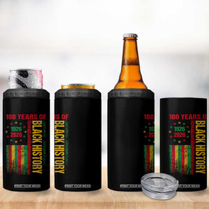 100 Years Of Black History 4 in 1 Can Cooler Tumbler Centennial Milestone Vintage African American Flag TS11 Print Your Wear
