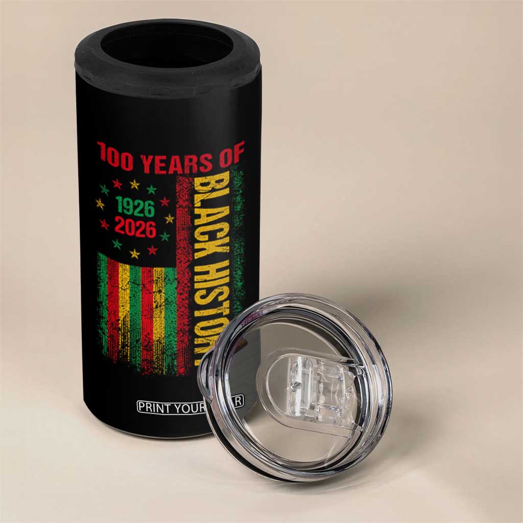 100 Years Of Black History 4 in 1 Can Cooler Tumbler Centennial Milestone Vintage African American Flag TS11 Print Your Wear