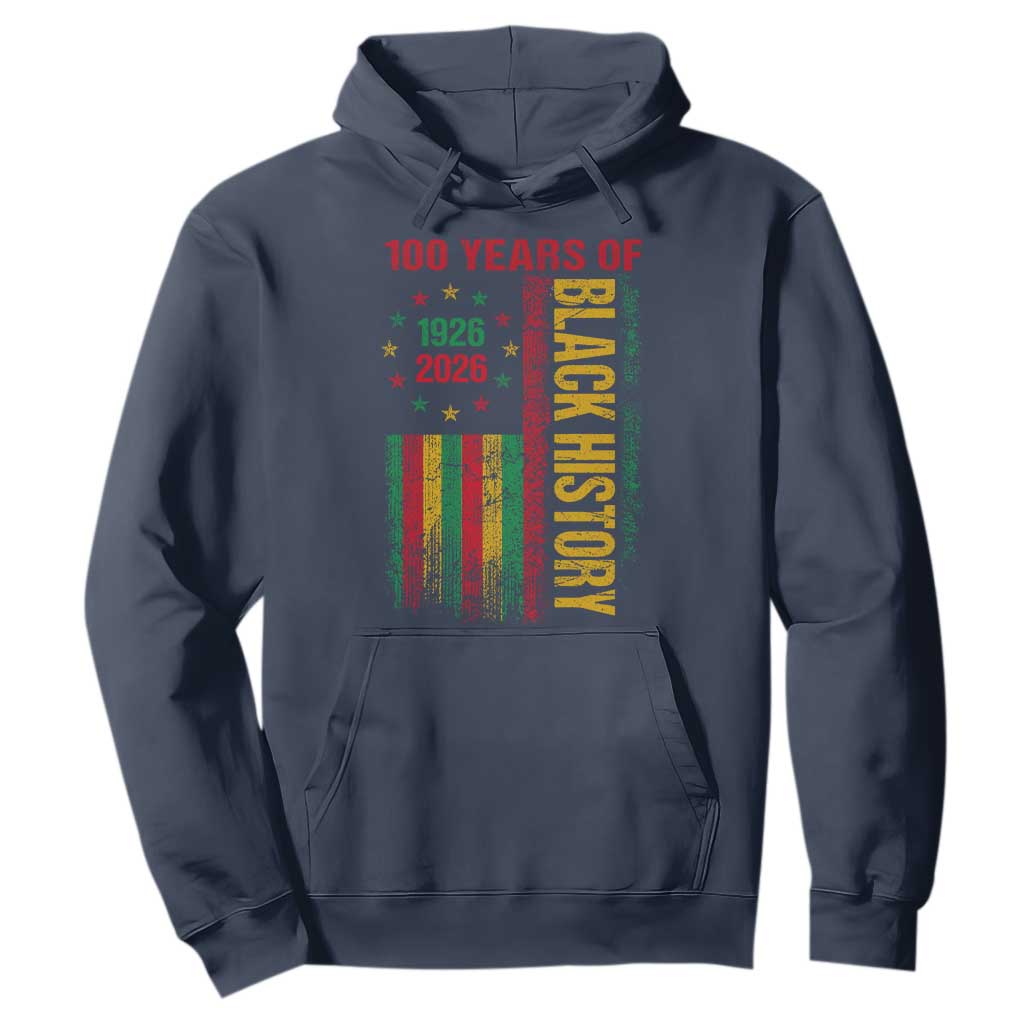 100 Years Of Black History Hoodie Centennial Milestone Vintage African American Flag TS11 Navy Print Your Wear