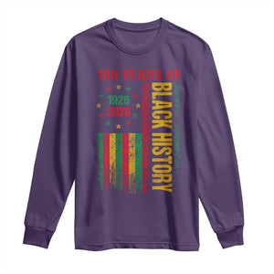 100 Years Of Black History Long Sleeve Shirt Centennial Milestone Vintage African American Flag TS11 Purple Print Your Wear