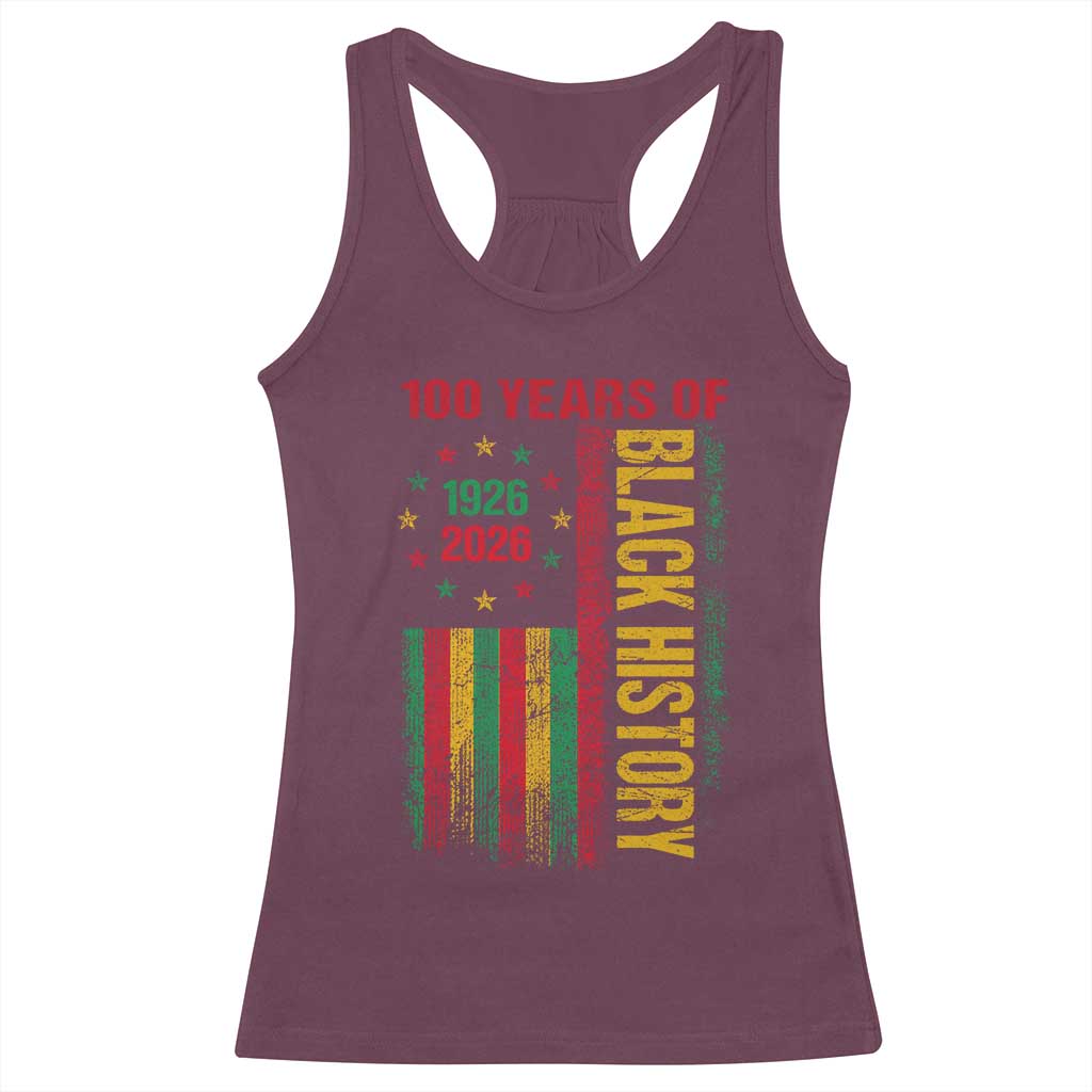 100 Years Of Black History Racerback Tank Top Centennial Milestone Vintage African American Flag TS11 Maroon Print Your Wear