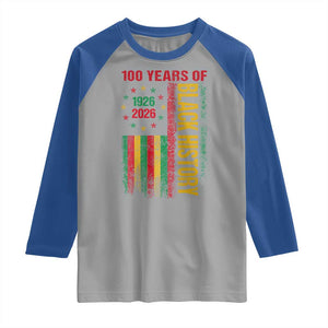 100 Years Of Black History Raglan Shirt Centennial Milestone Vintage African American Flag TS11 Sport Gray Royal Print Your Wear