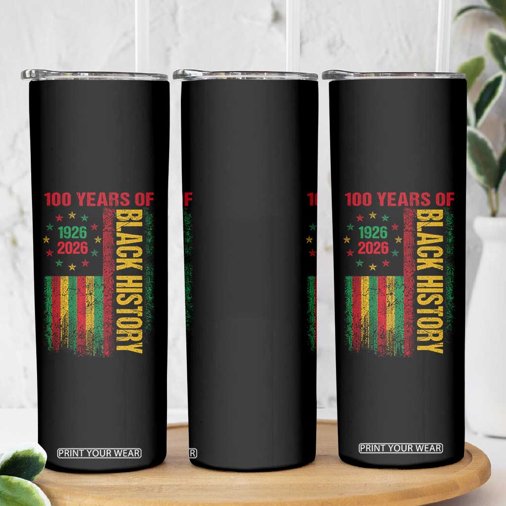 100 Years Of Black History Skinny Tumbler Centennial Milestone Vintage African American Flag TS11 Print Your Wear