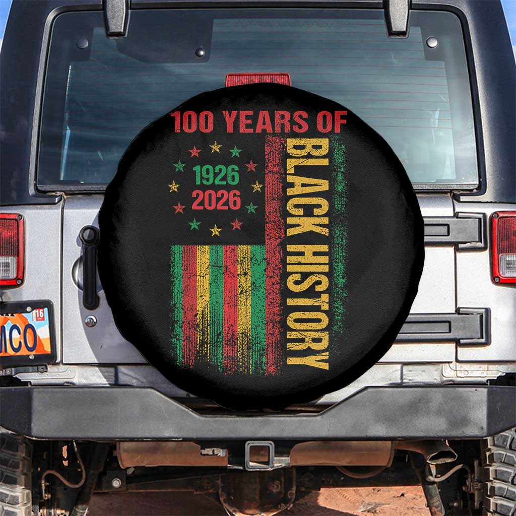100 Years Of Black History Spare Tire Cover Centennial Milestone Vintage African American Flag TS11 No hole Black Print Your Wear