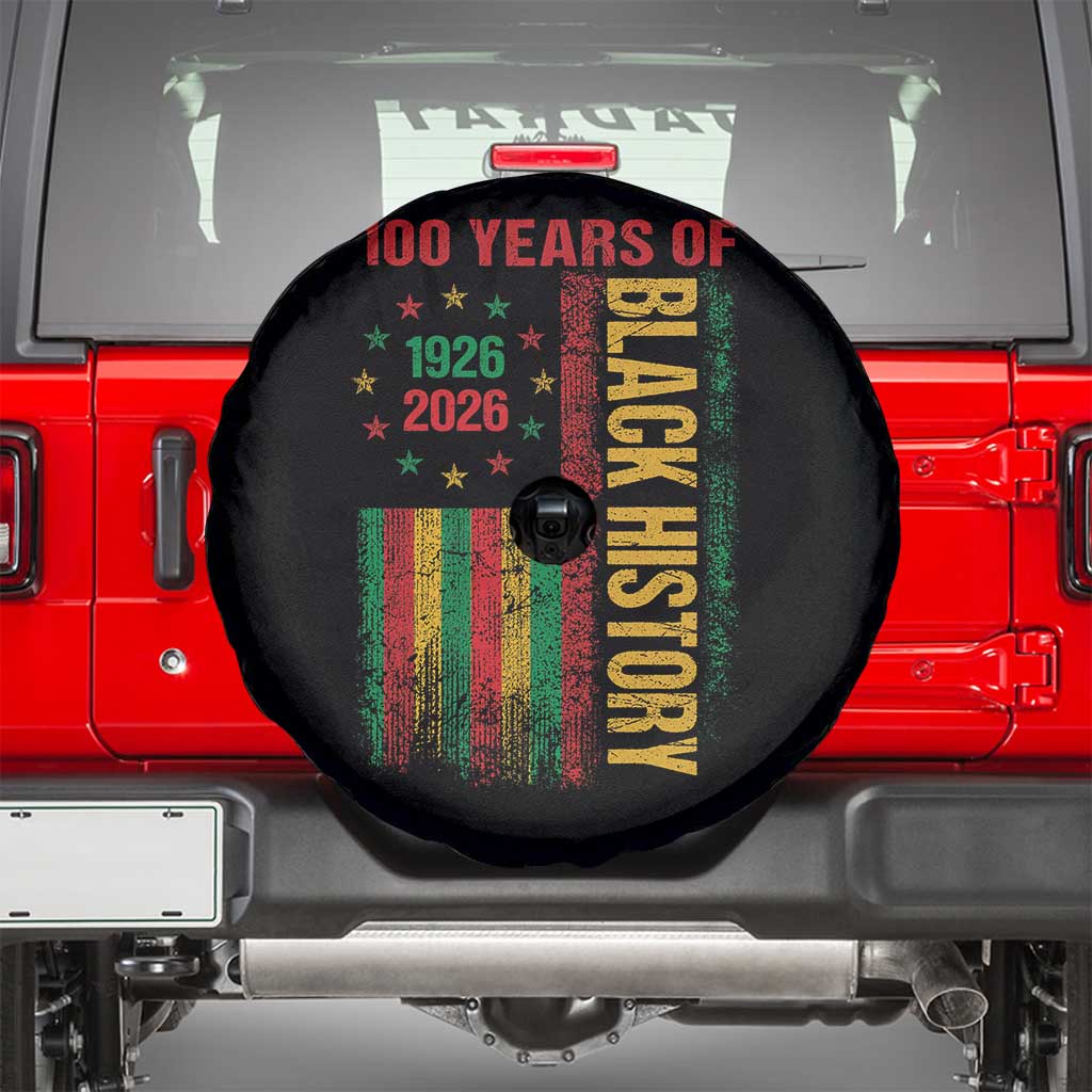 100 Years Of Black History Spare Tire Cover Centennial Milestone Vintage African American Flag TS11 Black Print Your Wear