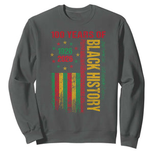 100 Years Of Black History Sweatshirt Centennial Milestone Vintage African American Flag TS11 Dark Heather Print Your Wear