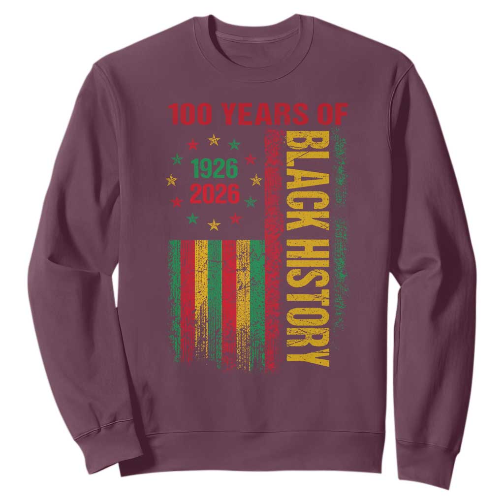 100 Years Of Black History Sweatshirt Centennial Milestone Vintage African American Flag TS11 Maroon Print Your Wear