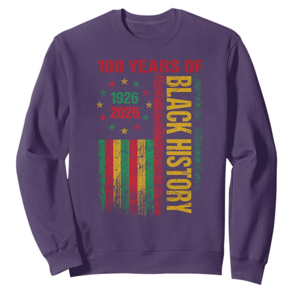100 Years Of Black History Sweatshirt Centennial Milestone Vintage African American Flag TS11 Purple Print Your Wear