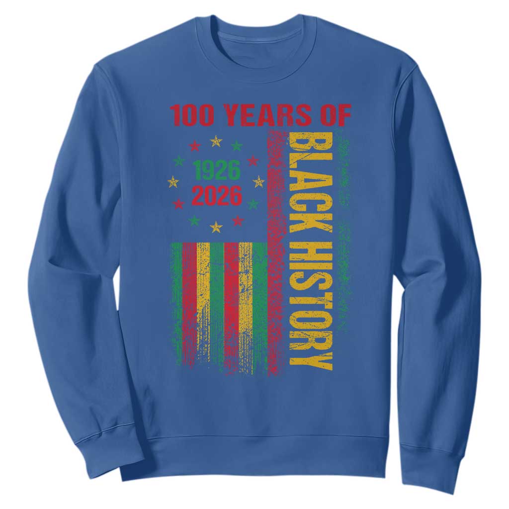 100 Years Of Black History Sweatshirt Centennial Milestone Vintage African American Flag TS11 Royal Blue Print Your Wear