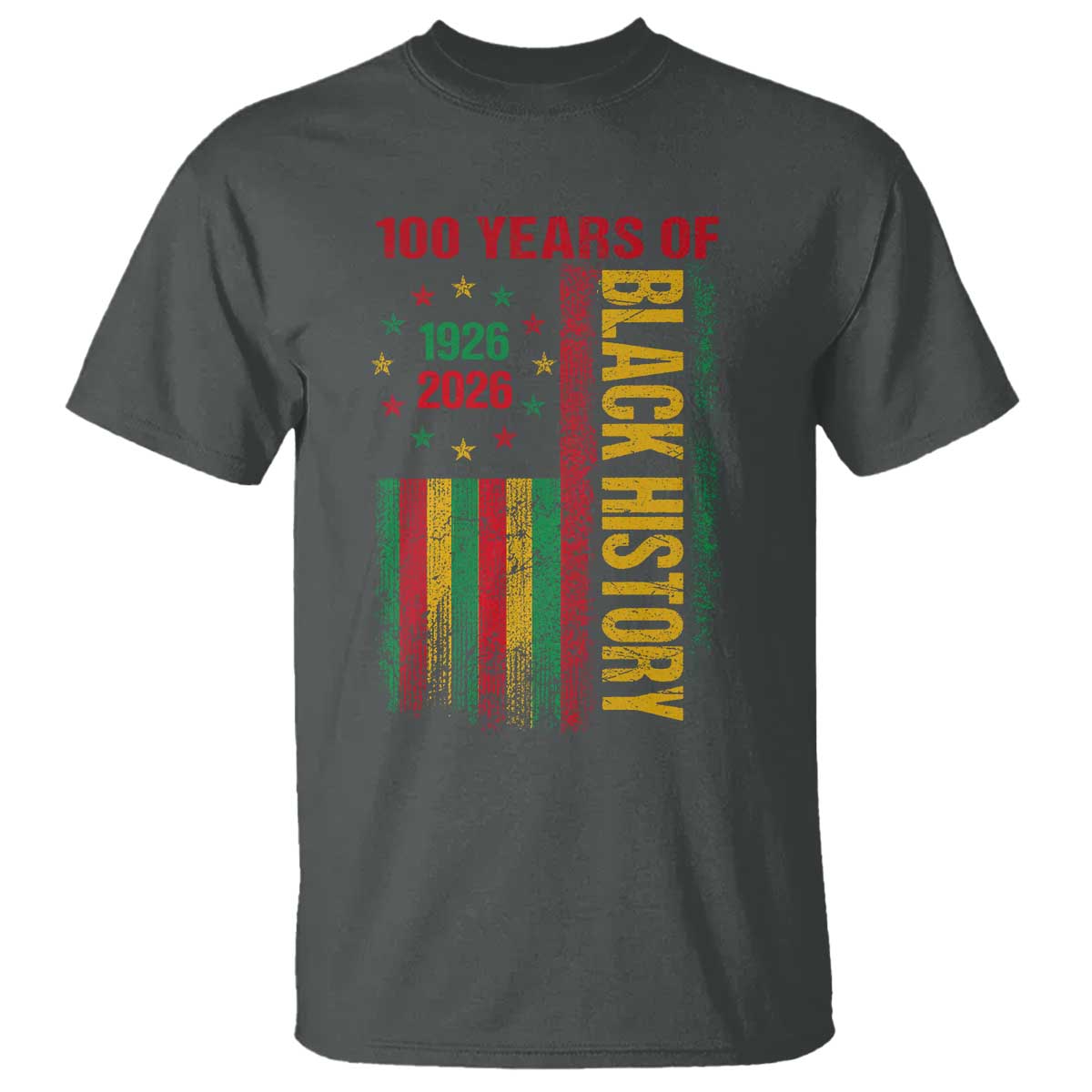 100 Years Of Black History T Shirt Centennial Milestone Vintage African American Flag TS11 Dark Heather Print Your Wear