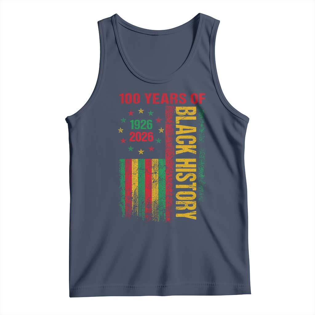 100 Years Of Black History Tank Top Centennial Milestone Vintage African American Flag TS11 Navy Print Your Wear