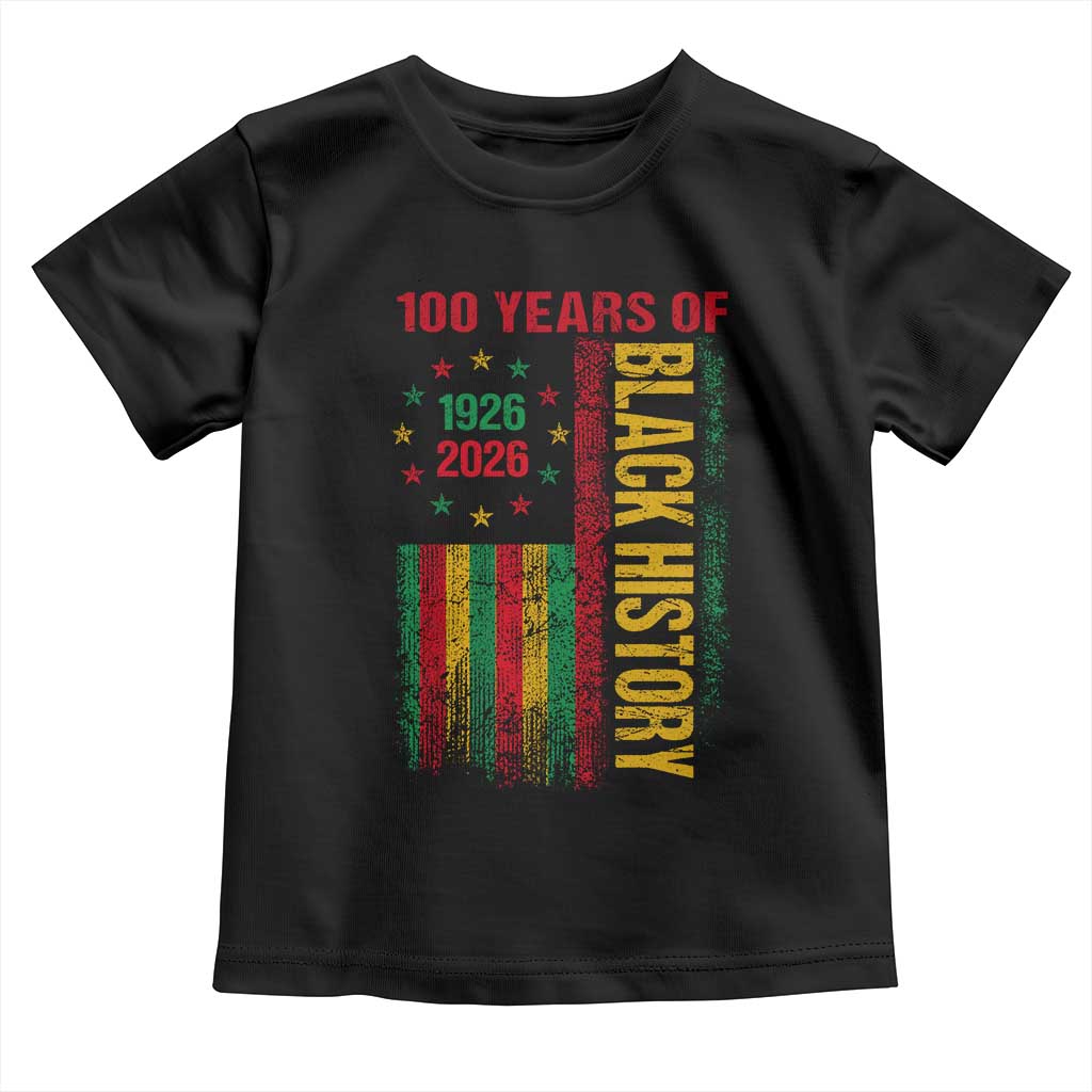100 Years Of Black History Toddler T Shirt Centennial Milestone Vintage African American Flag TS11 Black Print Your Wear