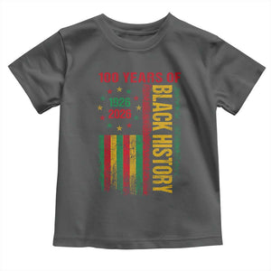 100 Years Of Black History Toddler T Shirt Centennial Milestone Vintage African American Flag TS11 Dark Heather Print Your Wear