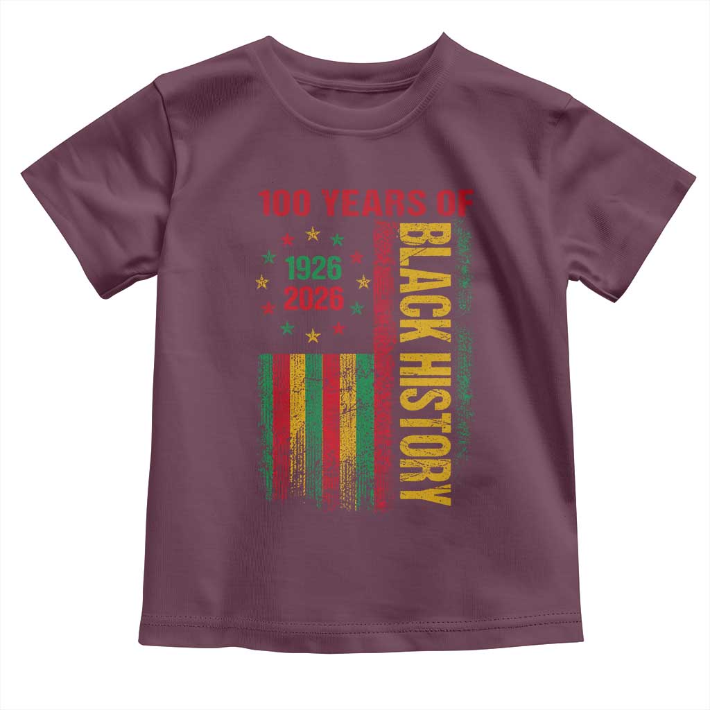 100 Years Of Black History Toddler T Shirt Centennial Milestone Vintage African American Flag TS11 Maroon Print Your Wear