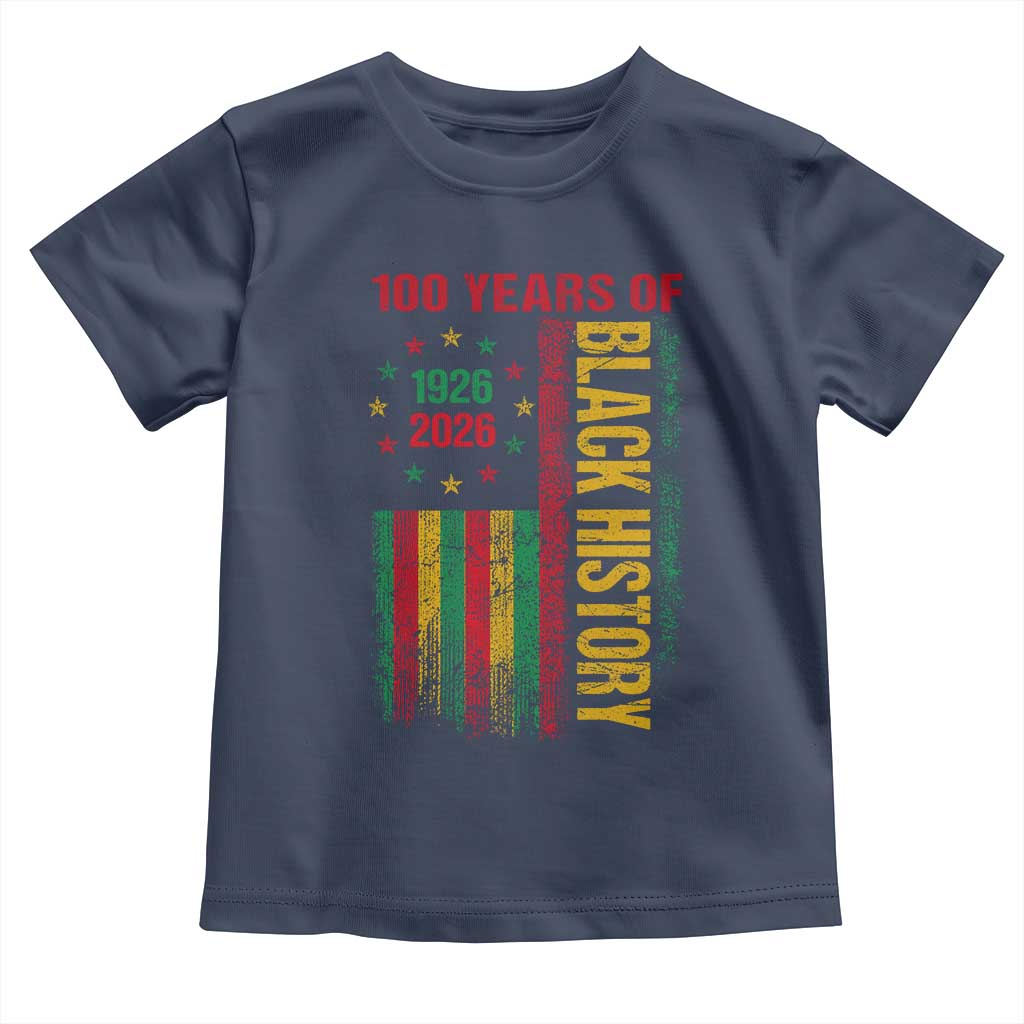 100 Years Of Black History Toddler T Shirt Centennial Milestone Vintage African American Flag TS11 Navy Print Your Wear
