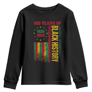 100 Years Of Black History Youth Sweatshirt Centennial Milestone Vintage African American Flag TS11 Black Print Your Wear