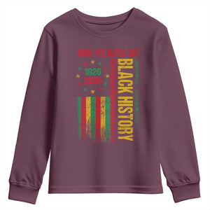 100 Years Of Black History Youth Sweatshirt Centennial Milestone Vintage African American Flag TS11 Maroon Print Your Wear