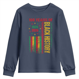 100 Years Of Black History Youth Sweatshirt Centennial Milestone Vintage African American Flag TS11 Navy Print Your Wear