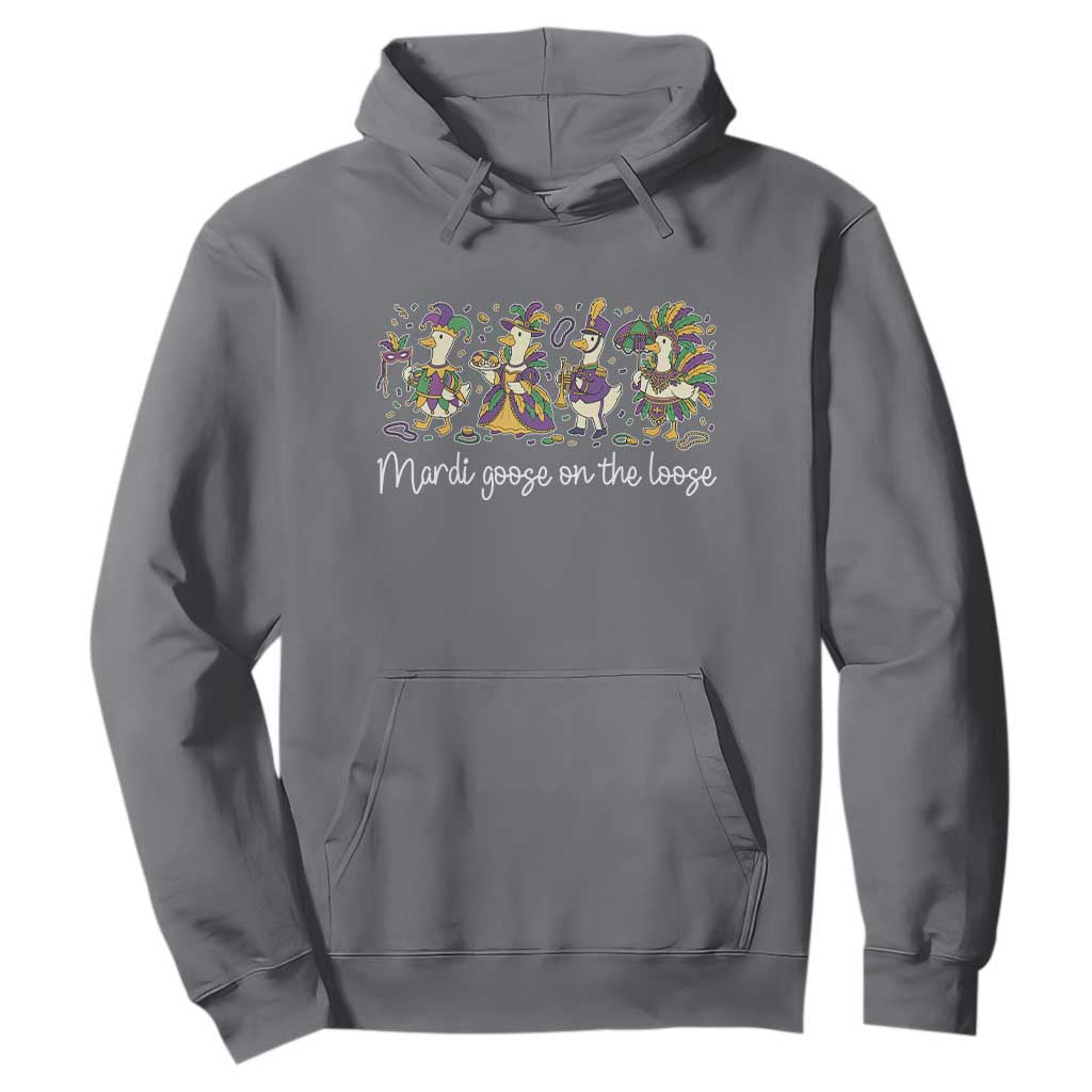 Goose Mardi Gras Hoodie Funny Mardi Goose On The Loose New Orleans Carnival TS11 Charcoal Print Your Wear