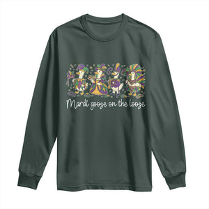 Goose Mardi Gras Long Sleeve Shirt Funny Mardi Goose On The Loose New Orleans Carnival TS11 Dark Forest Green Print Your Wear