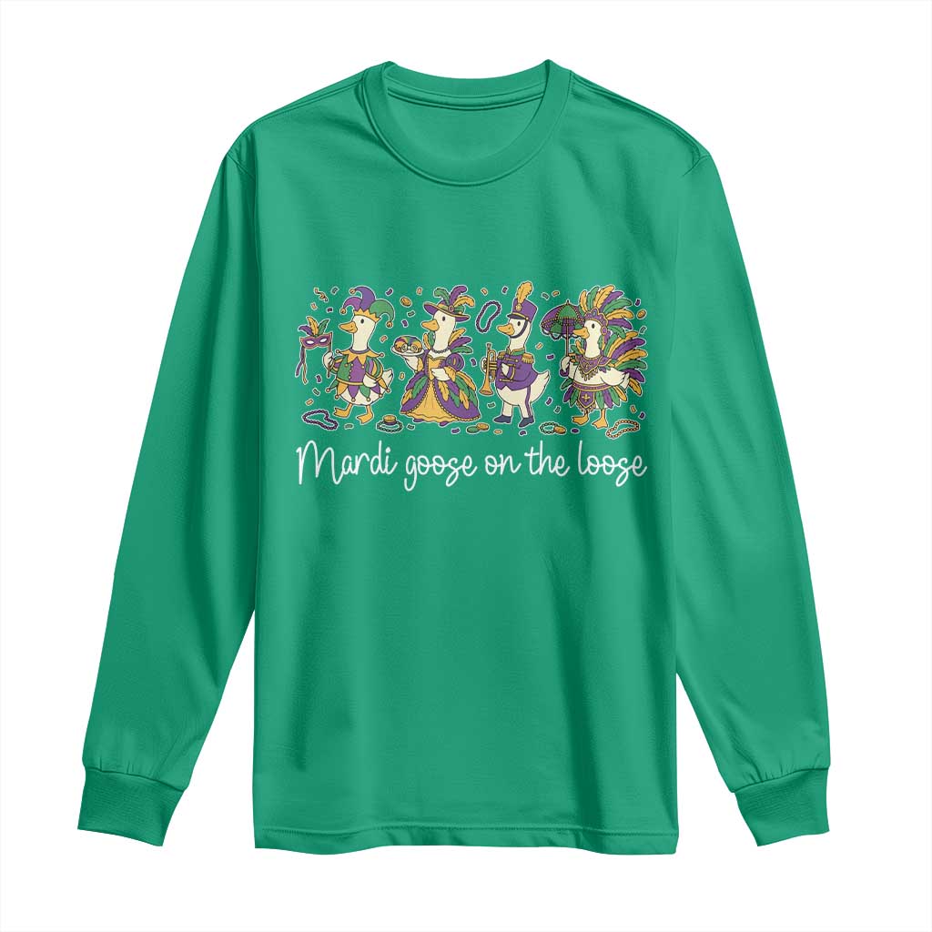 Goose Mardi Gras Long Sleeve Shirt Funny Mardi Goose On The Loose New Orleans Carnival TS11 Irish Green Print Your Wear