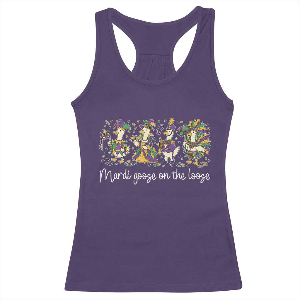 Goose Mardi Gras Racerback Tank Top Funny Mardi Goose On The Loose New Orleans Carnival TS11 Purple Print Your Wear