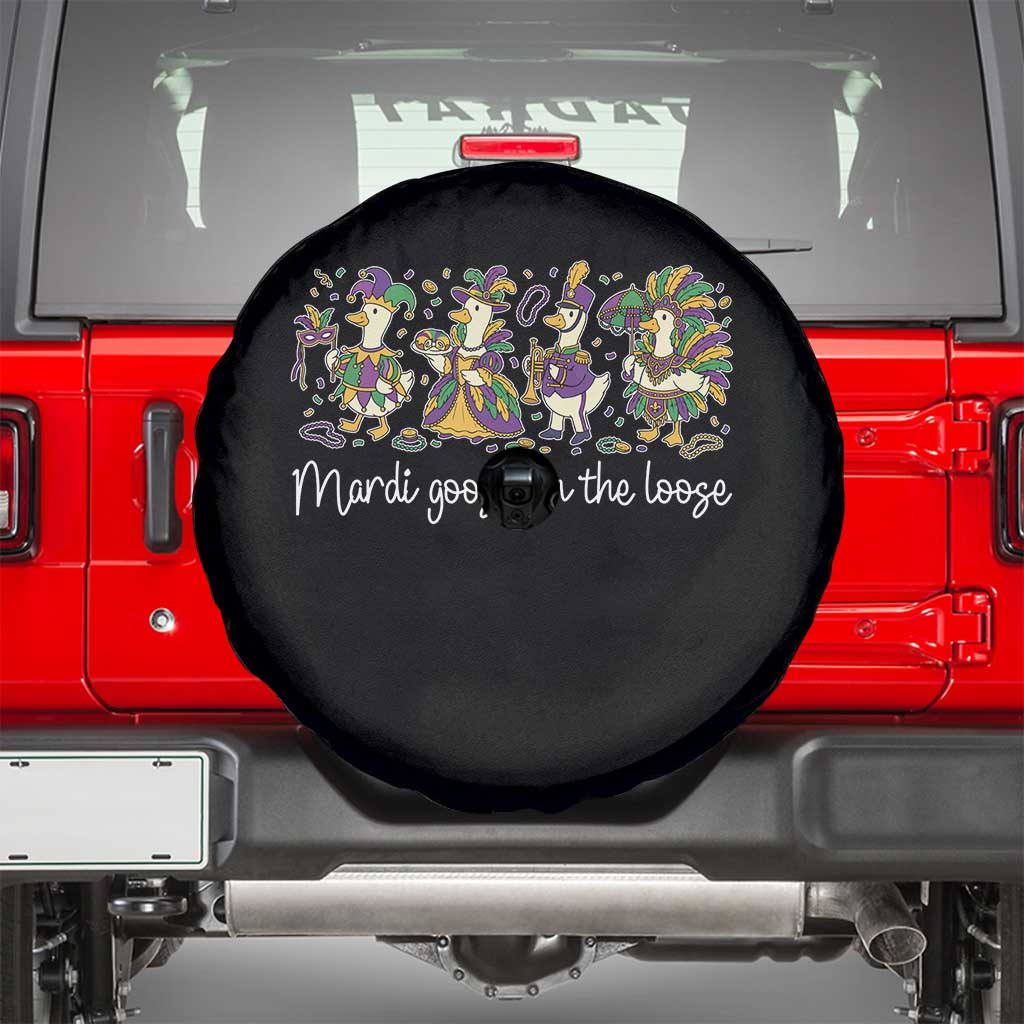 Goose Mardi Gras Spare Tire Cover Funny Mardi Goose On The Loose New Orleans Carnival TS11 Black Print Your Wear