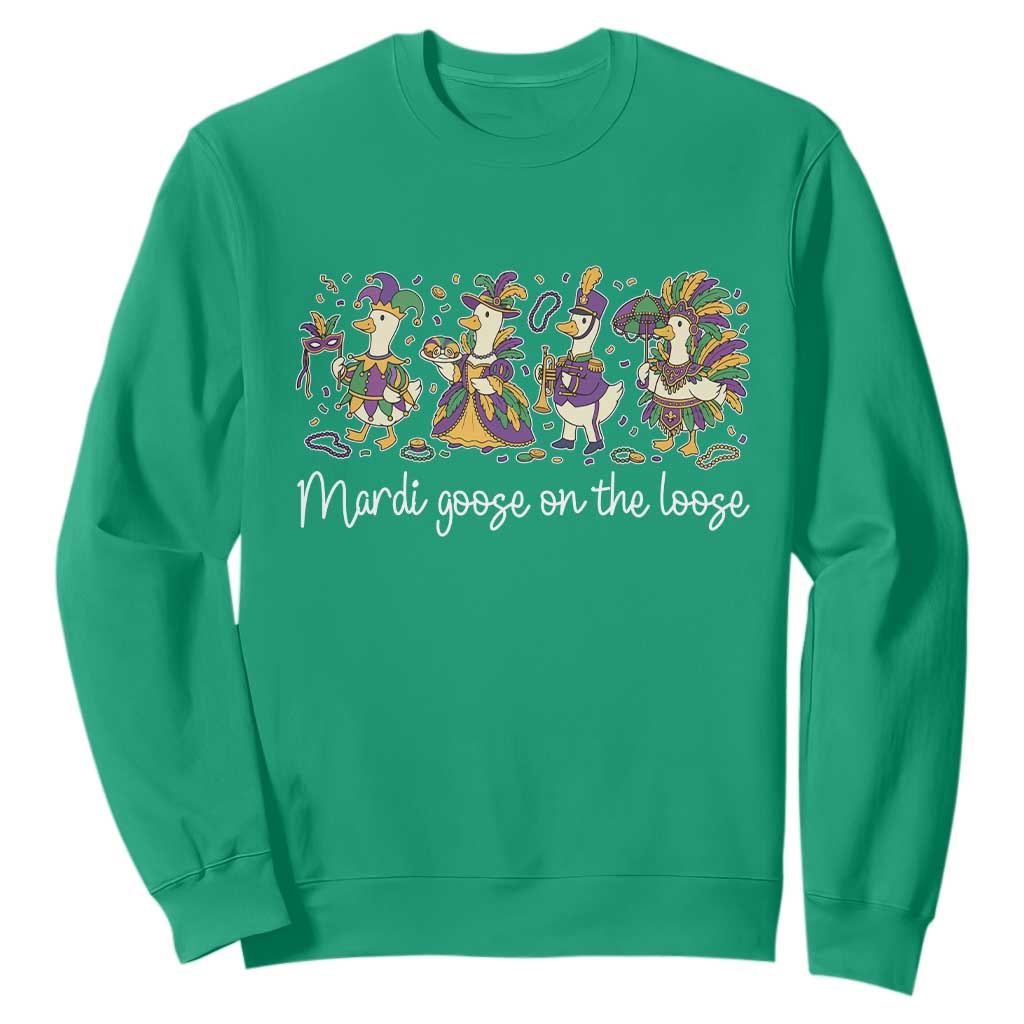 Goose Mardi Gras Sweatshirt Funny Mardi Goose On The Loose New Orleans Carnival TS11 Irish Green Print Your Wear