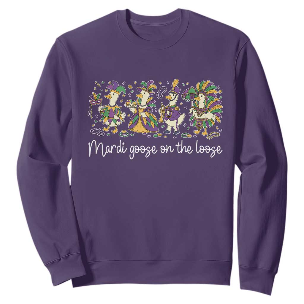 Goose Mardi Gras Sweatshirt Funny Mardi Goose On The Loose New Orleans Carnival TS11 Purple Print Your Wear