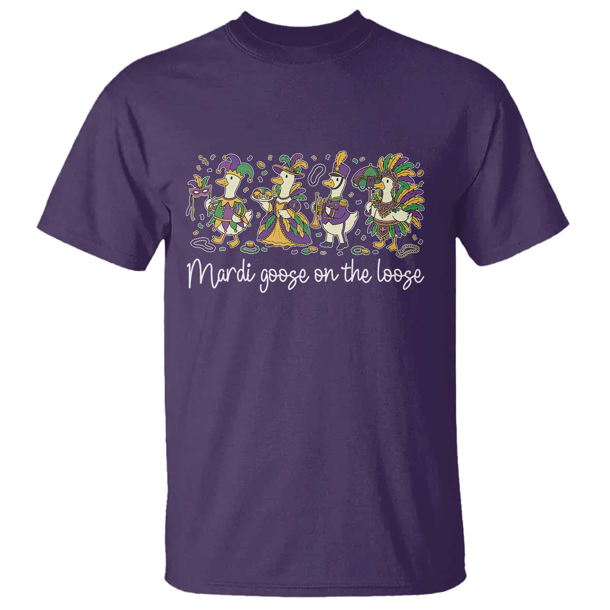 Goose Mardi Gras T Shirt Funny Mardi Goose On The Loose New Orleans Carnival TS11 Purple Print Your Wear
