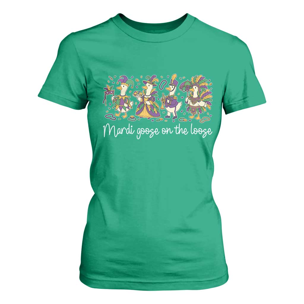 Goose Mardi Gras T Shirt For Women Funny Mardi Goose On The Loose New Orleans Carnival TS11 Irish Green Print Your Wear
