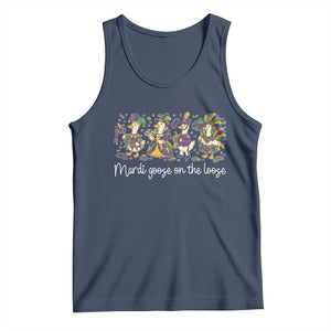 Goose Mardi Gras Tank Top Funny Mardi Goose On The Loose New Orleans Carnival TS11 Navy Print Your Wear