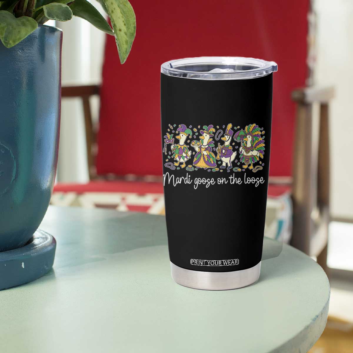 Goose Mardi Gras Tumbler Cup Funny Mardi Goose On The Loose New Orleans Carnival TS11 Print Your Wear