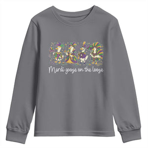 Goose Mardi Gras Youth Sweatshirt Funny Mardi Goose On The Loose New Orleans Carnival TS11 Charcoal Print Your Wear