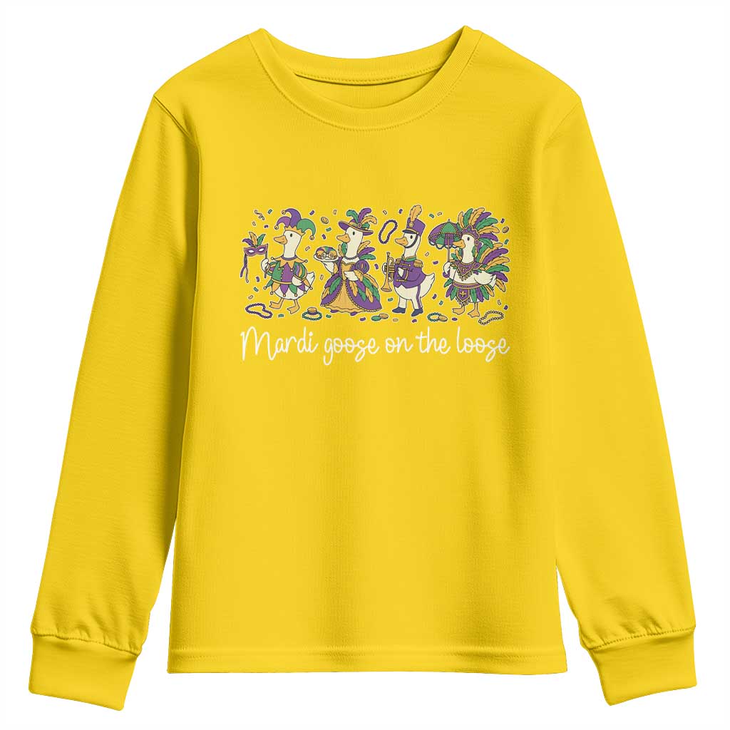Goose Mardi Gras Youth Sweatshirt Funny Mardi Goose On The Loose New Orleans Carnival TS11 Daisy Print Your Wear