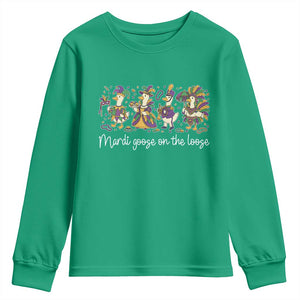 Goose Mardi Gras Youth Sweatshirt Funny Mardi Goose On The Loose New Orleans Carnival TS11 Irish Green Print Your Wear